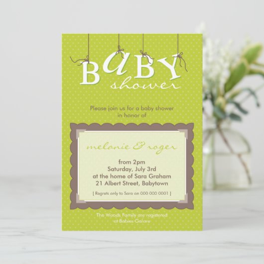 BABY SHOWER ERSUCHT :: Babybriefe 2P Einladung (Stehend Vorderseite)