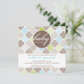BABY SHOWER ERSUCHT :: fizzy spots 5SQ Einladung (Stehend Vorderseite)