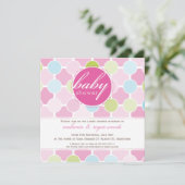 BABY SHOWER ERSUCHT :: fizzy spots 9SQ Einladung (Stehend Vorderseite)