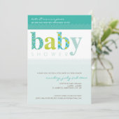 BABY SHOWER ERSUCHT :: gemusterte Baby-Briefe 8P Einladung (Stehend Vorderseite)