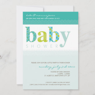 BABY SHOWER ERSUCHT :: gemusterte Baby-Briefe 8P Einladung