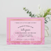 BABY SHOWER ERSUCHT niedliches, hellrosa geblüht G Einladung (Stehend Vorderseite)