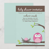 BABY SHOWER ERSUCHT :: owl + nest 2P Einladung (Vorne/Hinten)