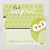 BABY SHOWER ERSUCHT :: tanzende Eule 2L Einladung (Vorne/Hinten)