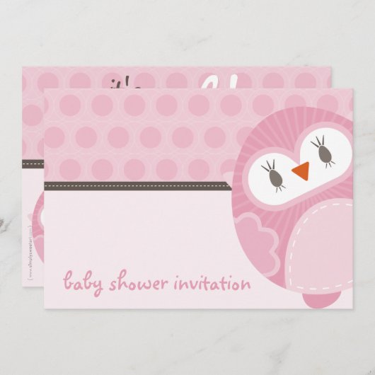 BABY SHOWER ERSUCHT :: tanzende Eule 4L Einladung (Vorne/Hinten)