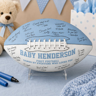 Baby Shower Es ist ein Junge Sport Blau Weiß First Football
