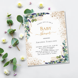 Baby-Shower-Eukalyptus-Glitter-Einladung auf klein Flyer
