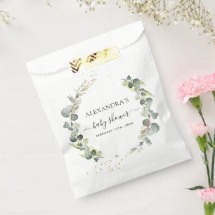 Baby Shower Eukalyptus Grünzeug Boho Rustikal Geschenktütchen