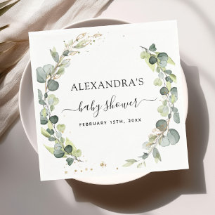 Baby Shower Eukalyptus Grünzeug Boho Rustikal Serviette