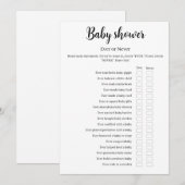 Baby Shower Ever or Never Game, Printable Einladung (Vorne/Hinten)