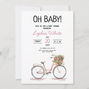 Baby Shower Fahrrad Baby Shower floral Baby  Einladung