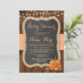 Baby Shower Fall Pumpkin Herbst Karo laden Einladung (Stehend Vorderseite)