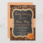 Baby Shower Fall Pumpkin Herbst Karo laden Einladung (Vorne/Hinten)