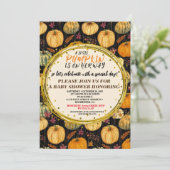 Baby Shower Fall Pumpkin Rustic Burlap Wood unisex Einladung (Stehend Vorderseite)