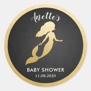Baby Shower Falsche Goldfolie Meerjungfrau Sch Runder Aufkleber