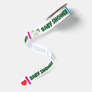 Baby Shower Fantasievolles Pferd Rosa Blau 1,5" Satinband