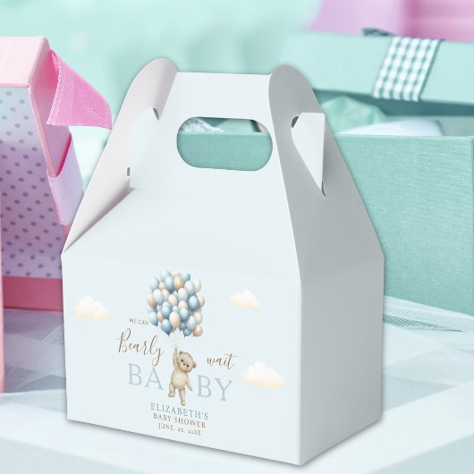 Baby Shower Favor Box – Cute Bear with Balloons –  Geschenkschachtel