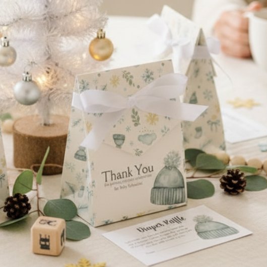 Baby Shower Favor Box - Winter Blue Hat Thank You Geschenkschachtel