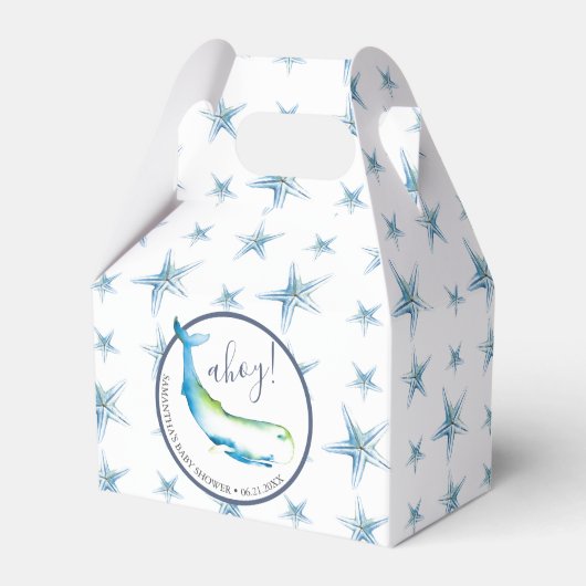 Baby Shower Favor Boxes Watercolor Blue Whale Geschenkschachtel (Vorderseite)