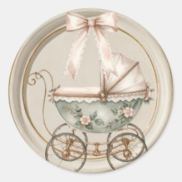 Baby Shower Favor Sticker | Vintage Baby Carriage