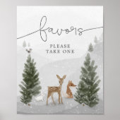 Baby Shower favorisiert Sign Winter Boho Woodland Poster (Vorne)