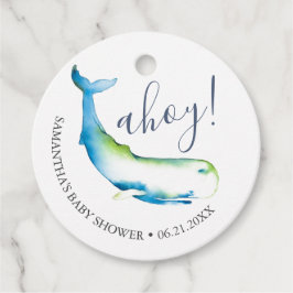 Baby Shower Favors for Party Watercolor Whale Geschenkanhänger