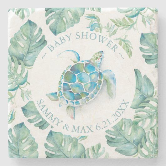 Baby Shower Favors Tropical Sea Turtle Steinuntersetzer (Vorderseite)