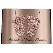Baby Shower Feet Boy Girl Name Rose Baby Große Geschenktüte (Vorderseite)