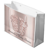 Baby Shower Feet Boy Girl Name Rose Blush Große Geschenktüte (Vorderseite Schrägansicht)