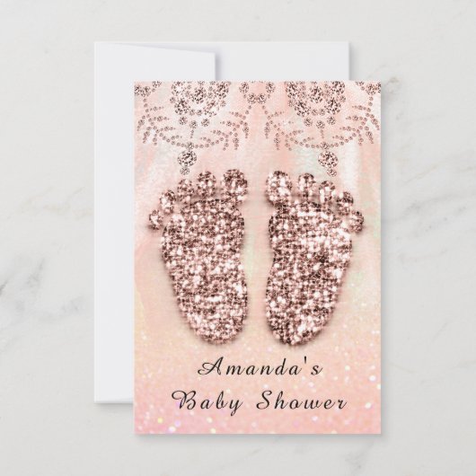 Baby Shower Feet Girl Boy Royal Rose Glitzer Lace Einladung (Rückseite)