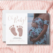 Baby Shower Feet Glitzer Rose Gold Girl Foto Einladung