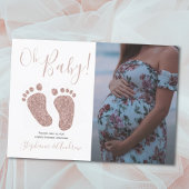 Baby Shower Feet Glitzer Rose Gold Girl Foto Einladung
