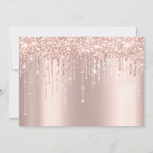 Baby Shower Feet Glitzer Rose Gold Tropfen Boy Gir Einladung (Rückseite)