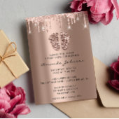 Baby Shower Feet Glitzer Rose Gold Tropfen Boy Gir Einladung