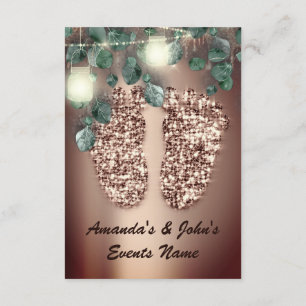Baby SHOWER Feet Rustikale Rose Glitzer Girl Boy Einladung