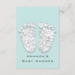 Baby Shower Feet Silver Girl Boy Gray Aqua Einladung