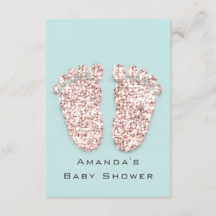 Baby Shower Feet Silver Girl Boy Mint Rose Glitzer Einladung
