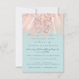 Baby Shower Feet Silver Girl Boy Roya Rose Glitzer Einladung