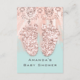 Baby Shower Feet Silver Girl Boy Roya Rose Glitzer Einladung
