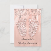 Baby Shower Feet Silver Girl Boy Royal Rose Blush Einladung (Rückseite)