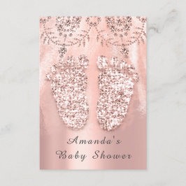 Baby Shower Feet Silver Girl Royal Rose Diamond Einladung