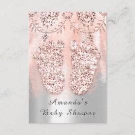 Baby Shower Feet Silver Girl Royal Rose Lace Pink Einladung