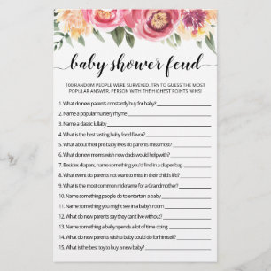 Baby Shower Feud Spiel mit Answers