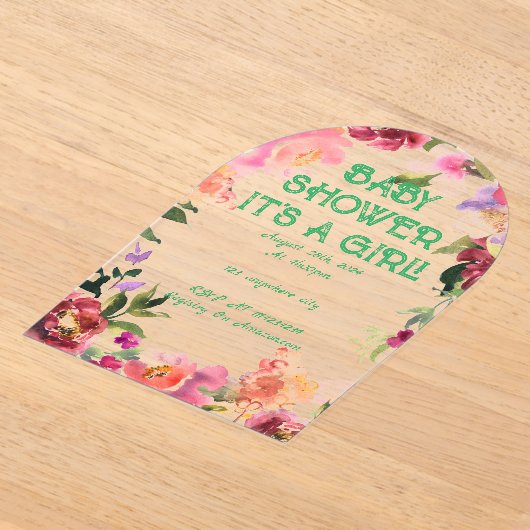 BABY SHOWER FLORAL BLUSH ACRYLEINLADUNGEN (Ablage )