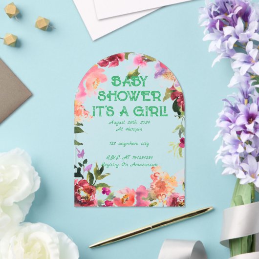 BABY SHOWER FLORAL BLUSH ACRYLEINLADUNGEN (Insitu (Hochzeit))