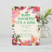 BABY SHOWER FLORAL BLUSH SAVE THE DATE (Stehend Vorderseite)