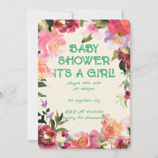 BABY SHOWER FLORAL BLUSH SAVE THE DATE (Vorderseite)
