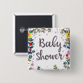 Baby Shower Floral Invite Button (Vorne & Hinten)