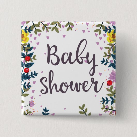 Baby Shower Floral Invite Button (Vorderseite)