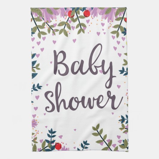 Baby Shower Floral Invite Geschirrtuch (Vertikal)